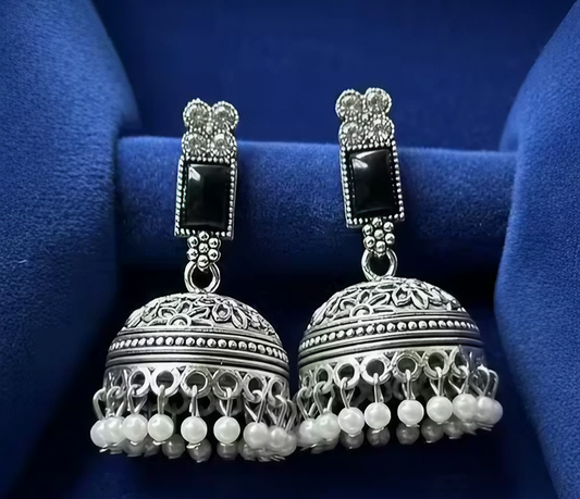 Ethnic Noir Pearl Drop Jhumkas