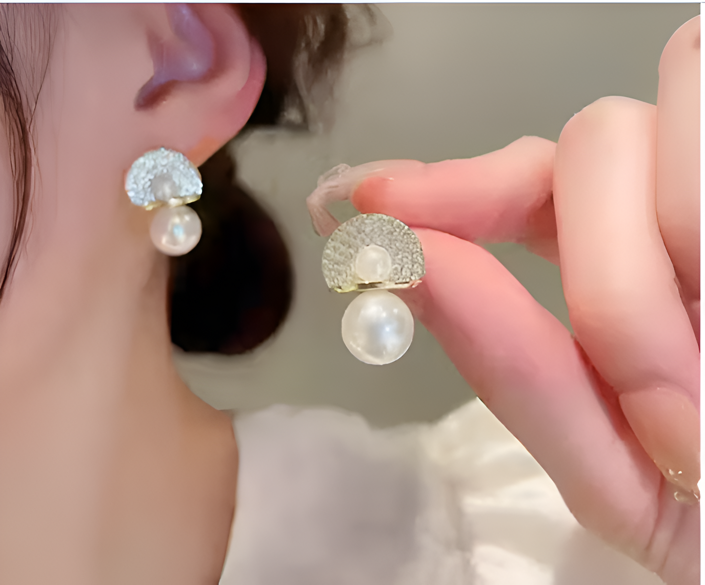 Estailo Luxe Dual Pearl Studs