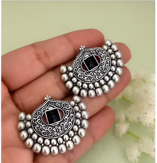Noir Tribal Crescent Studs