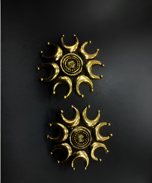 SolarAura Oxidised Gold Oversized Studs