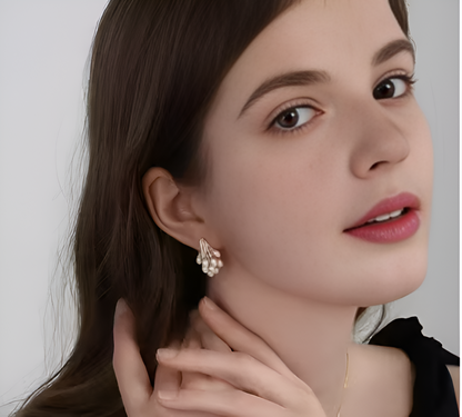 PolluxCraft PearlCascade Gold Plated Oversized Studs