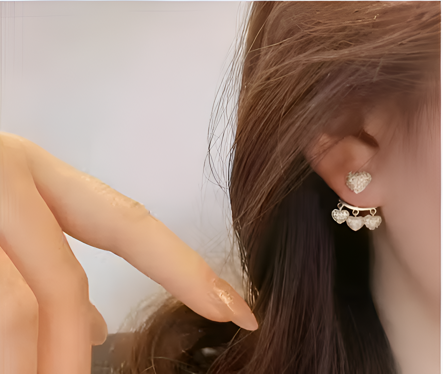 Vembley Korean Front And Back Buckle Heart Stud