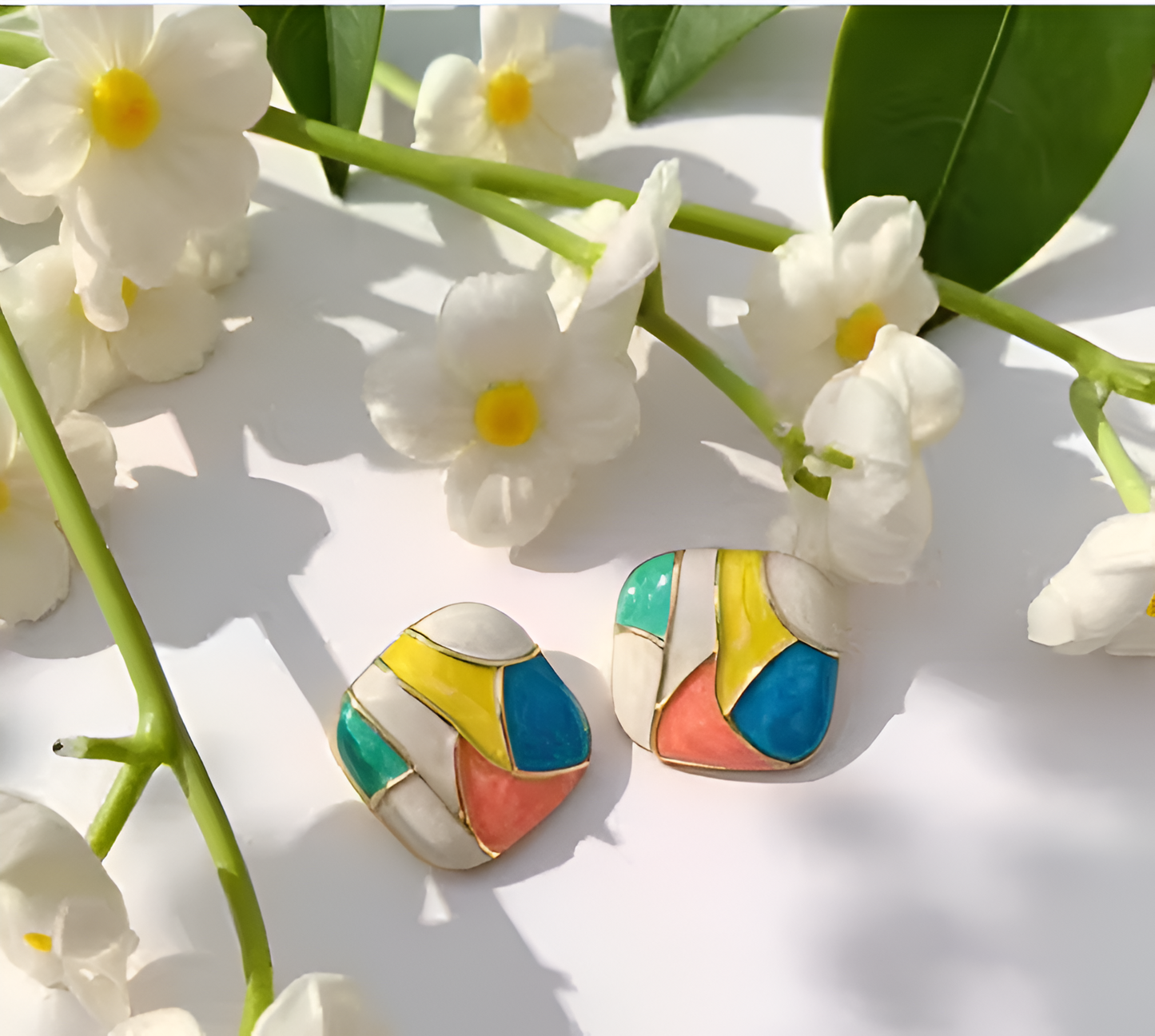 Elara Trendy Korean Multicolor Stone Stud Earrings