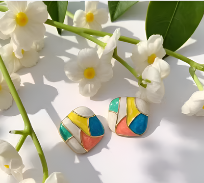 Elara Trendy Korean Multicolor Stone Stud Earrings