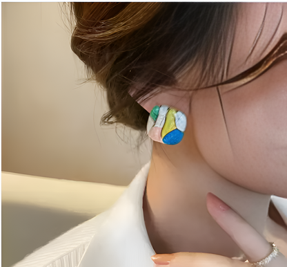 Elara Trendy Korean Multicolor Stone Stud Earrings