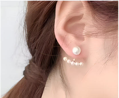 PolluxCraft Elegant Pearl Ear Jacket Earrings