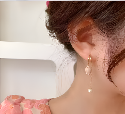 Korean Style Long Fringe Tulip Flower Drop Earrings