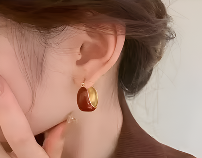 RubyHalo Korean Minimal Hoop Stud Earrings