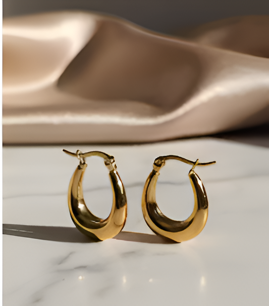 Ankaha Gold Plated Chunky Hoop Earrings
