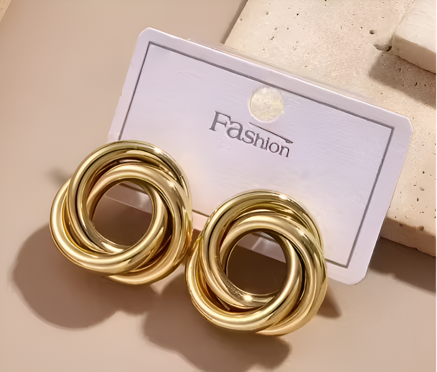 YsoraBond Crossed Oval Gold-Plated Stud