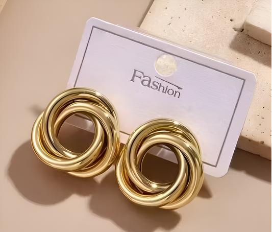 YsoraBond Crossed Oval Gold-Plated Stud