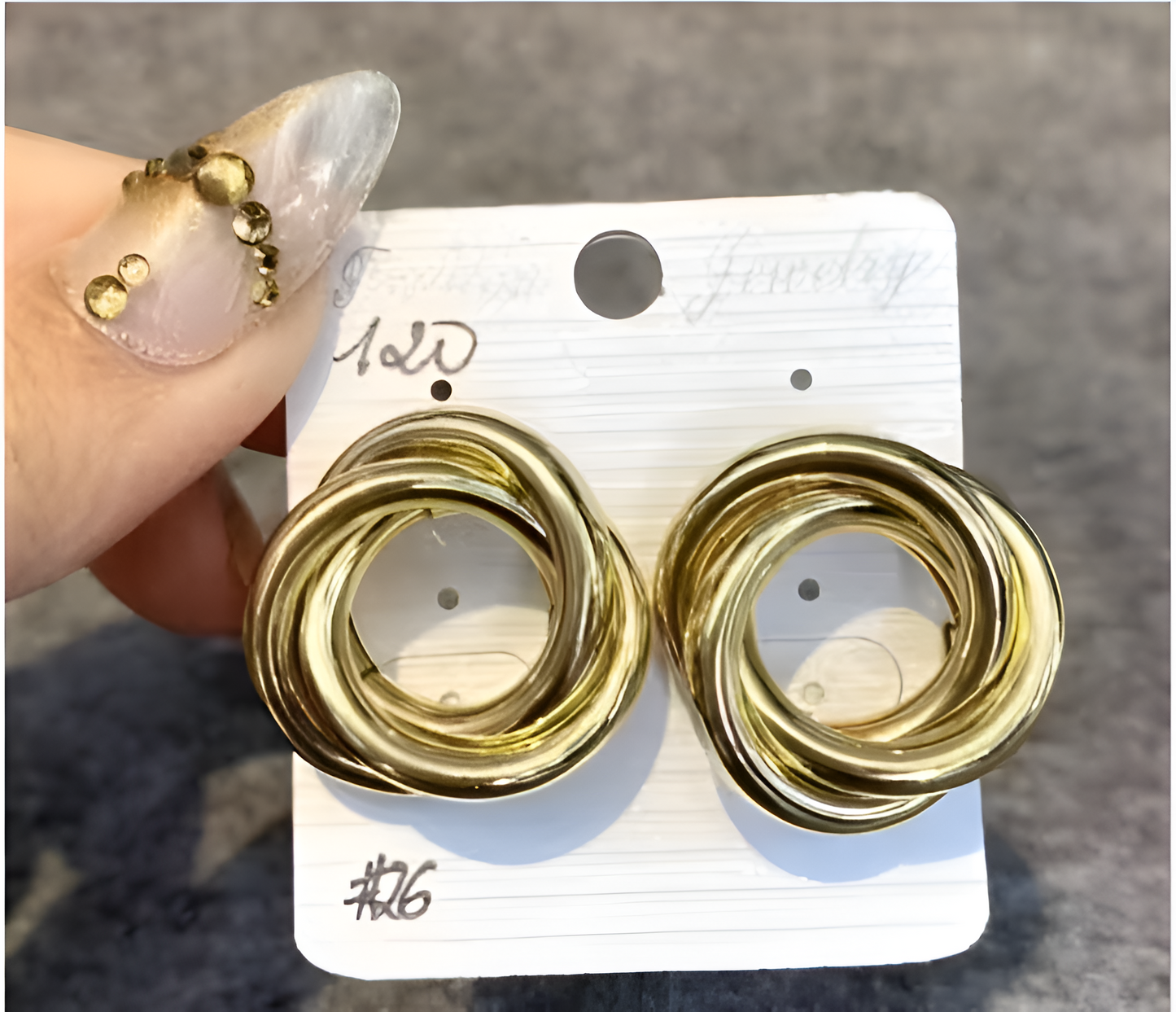 YsoraBond Crossed Oval Gold-Plated Stud