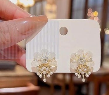 Gold Plated Floral Pearl Korean Western Stud Earrings